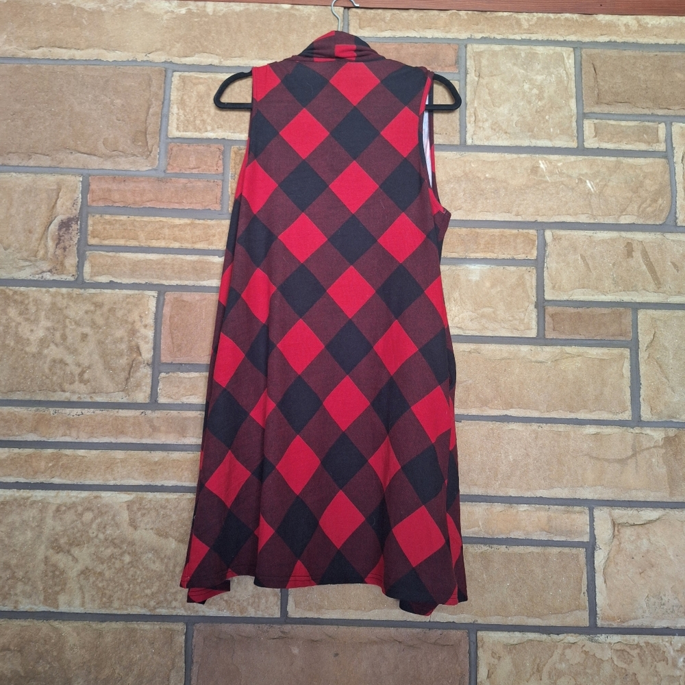 Buffalo Check Sleeveless Cardigan Small NWT - Picture 4 of 8